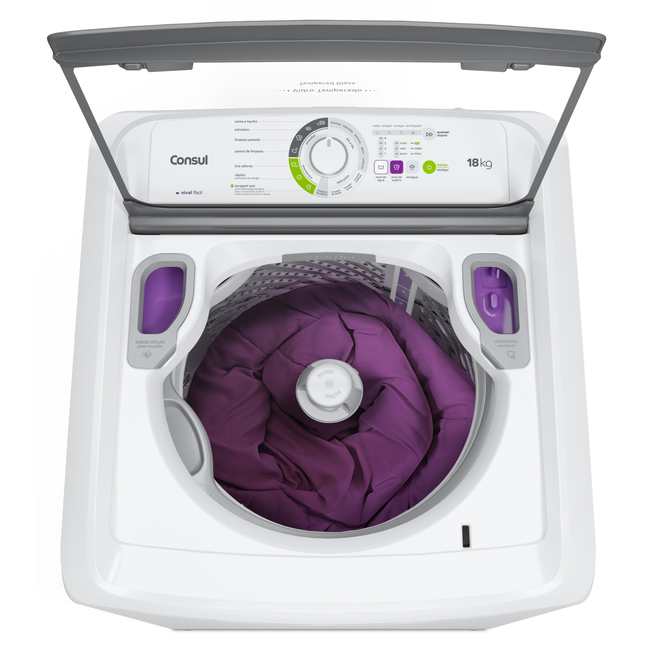 Lavadora de Roupas Consul 18Kg CWK18A Ciclo Edredom Branco 220V