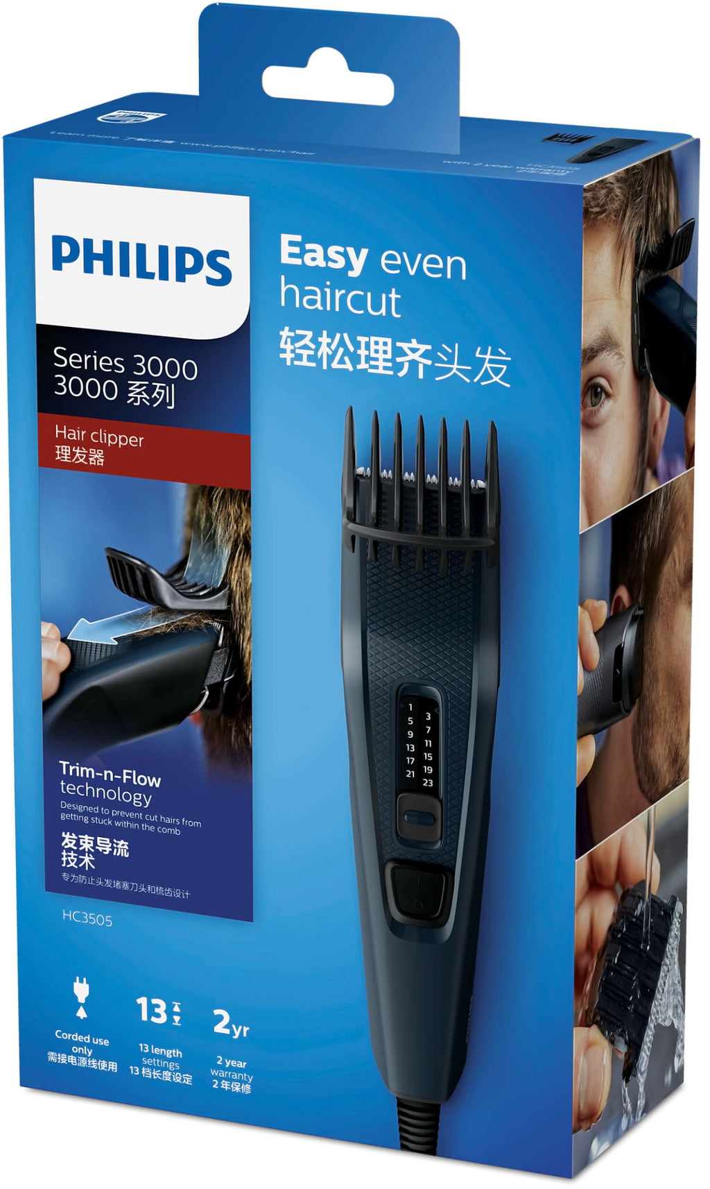 Máquina de Cortar Cabelo Philips Hairclipper HC3505/15 Preto Bivolt