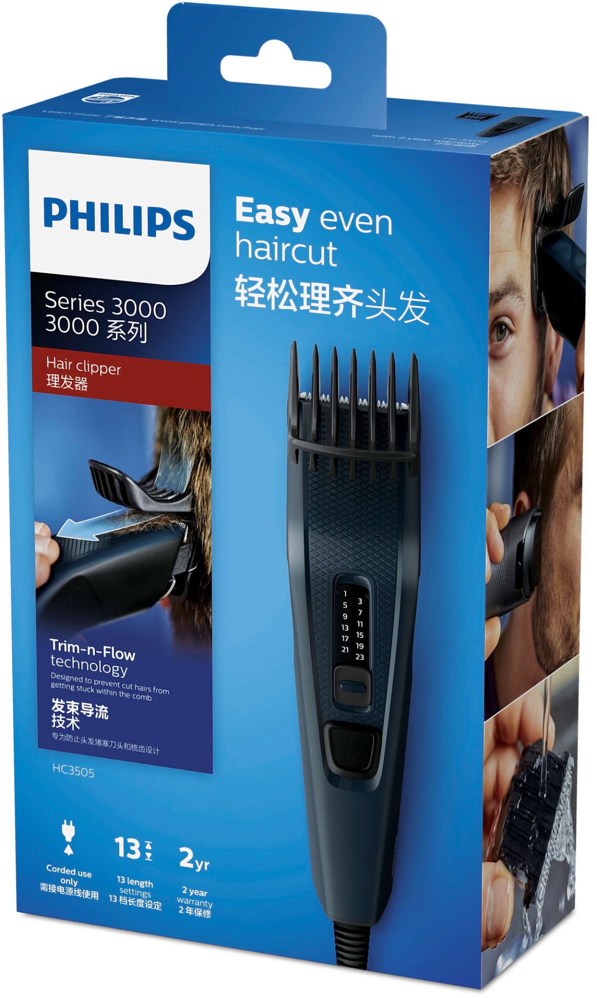 Máquina de Cortar Cabelo Philips Hairclipper HC3505/15 Preto Bivolt