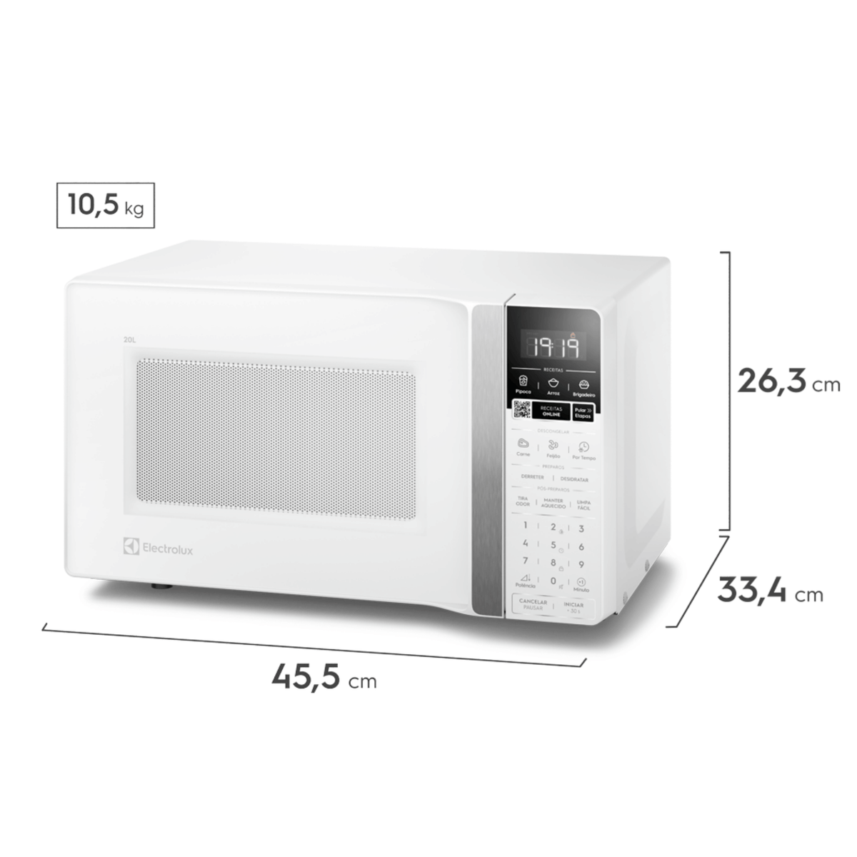 Micro-ondas Electrolux 20L Efficient ME20B Função Descongelamento Assistido Branco 220V