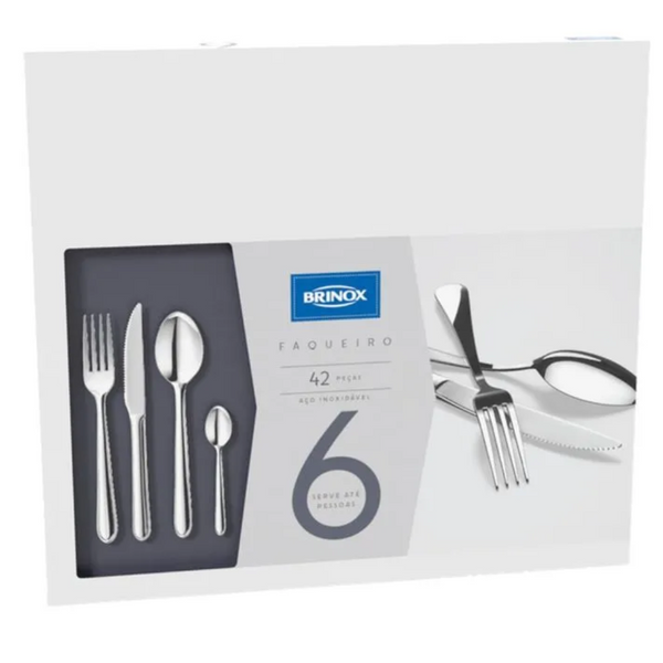 Faqueiro Brinox em Aço Inoxidável 42 Peças Linha Lyon Inox