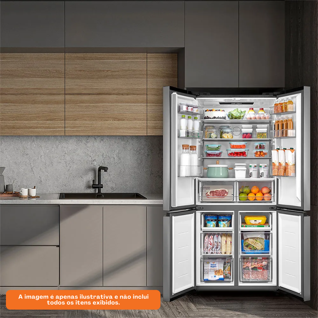 Refrigerador Midea 474L MultiDoor Smart Inverter Inox Bivolt