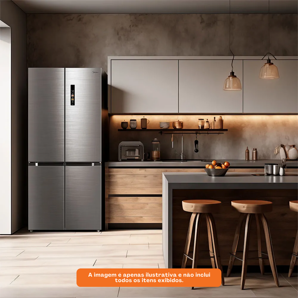 Refrigerador Midea 474L MultiDoor Smart Inverter Inox Bivolt