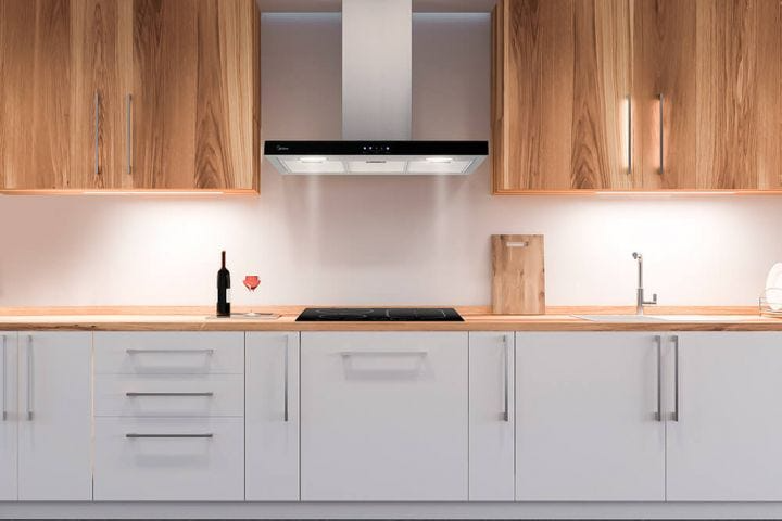Coifa Midea 90cm de Parede Painel ProTouch com Vidro Preto RTA92 Inox/Preto 220V