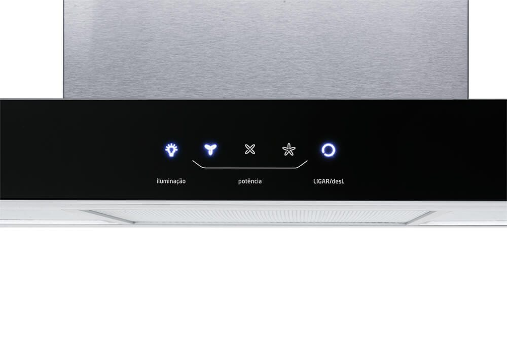 Coifa Midea 90cm de Parede Painel ProTouch com Vidro Preto RTA92 Inox/Preto 220V