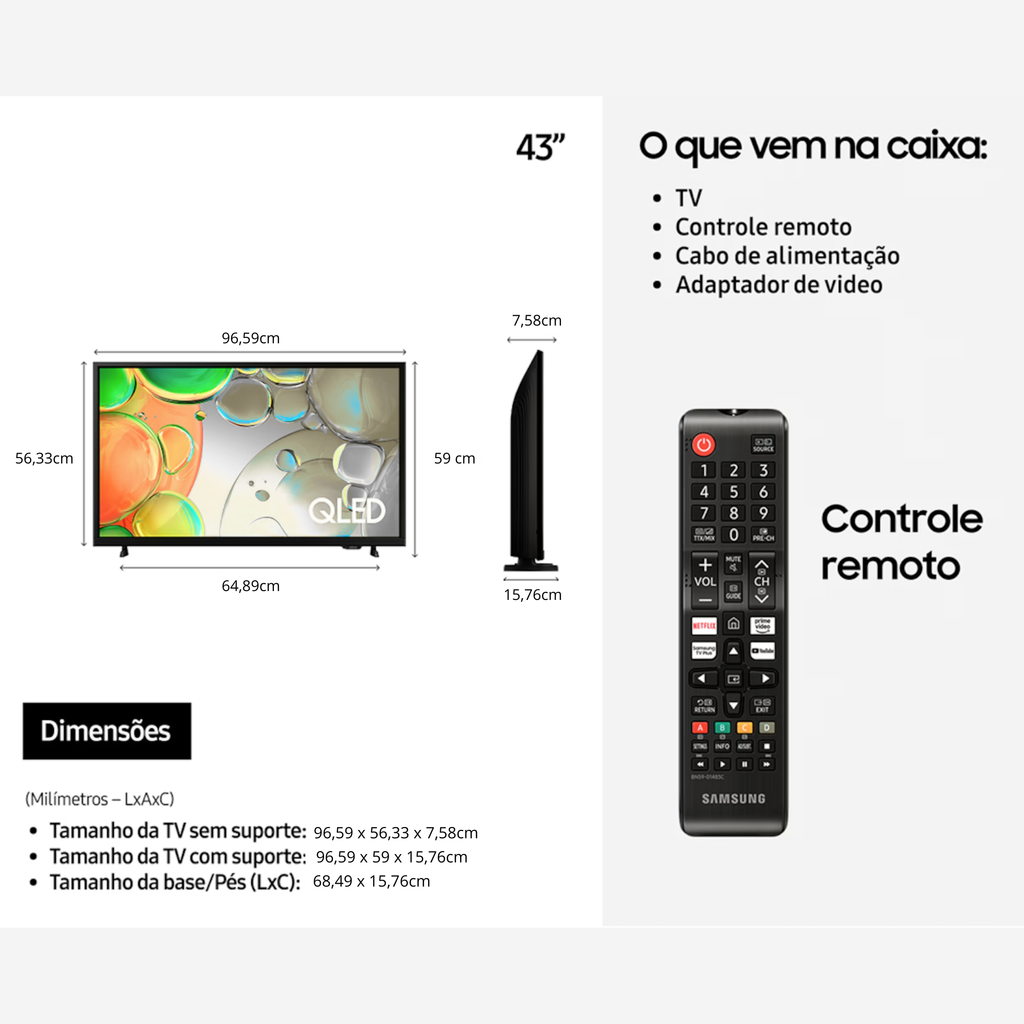 Smart TV QLed 43" FHD Samsung QN43Q Tizen Bivolt