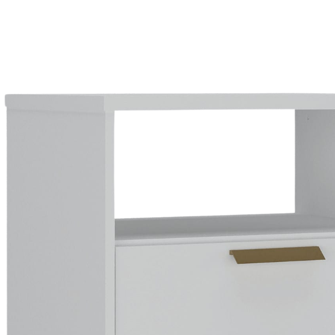 Mesa de Cabeceira Divino Mambel 100% MDF 2 Gavetas Branco