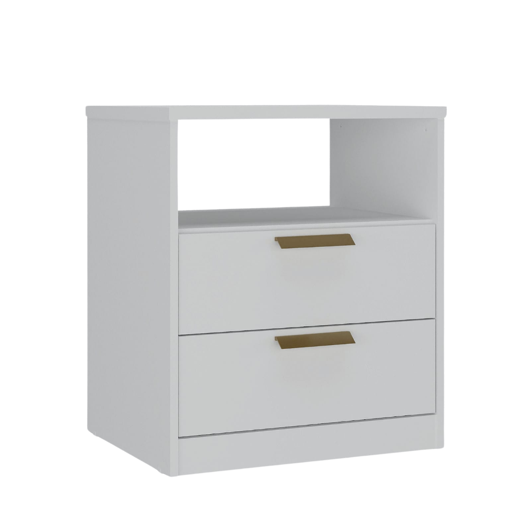 Mesa de Cabeceira Divino Mambel 100% MDF 2 Gavetas Branco