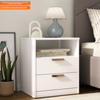 Mesa de Cabeceira Divino Mambel 100% MDF 2 Gavetas Branco