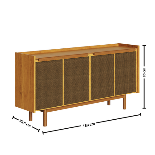 Balcão Buffet Dune Imcal 180cm 4 Portas Nature