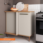 Armário Balcão de Canto para Cozinha Isabelle Delmarco 1 Porta 97cm Freijó e Arenas