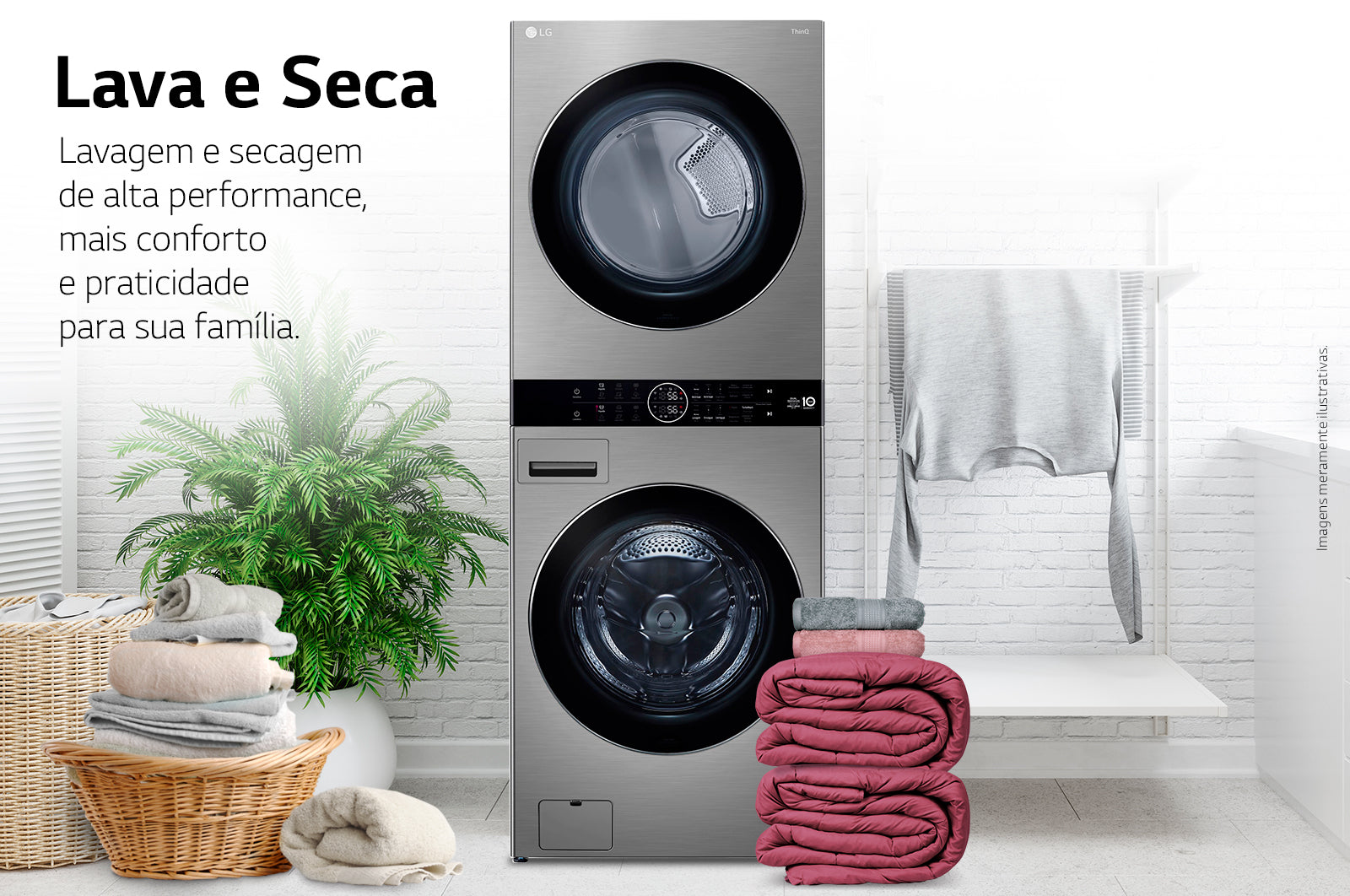 Lavadora e Secadora 17kg LG Torre WashTower AI DD Smart Inox 220V