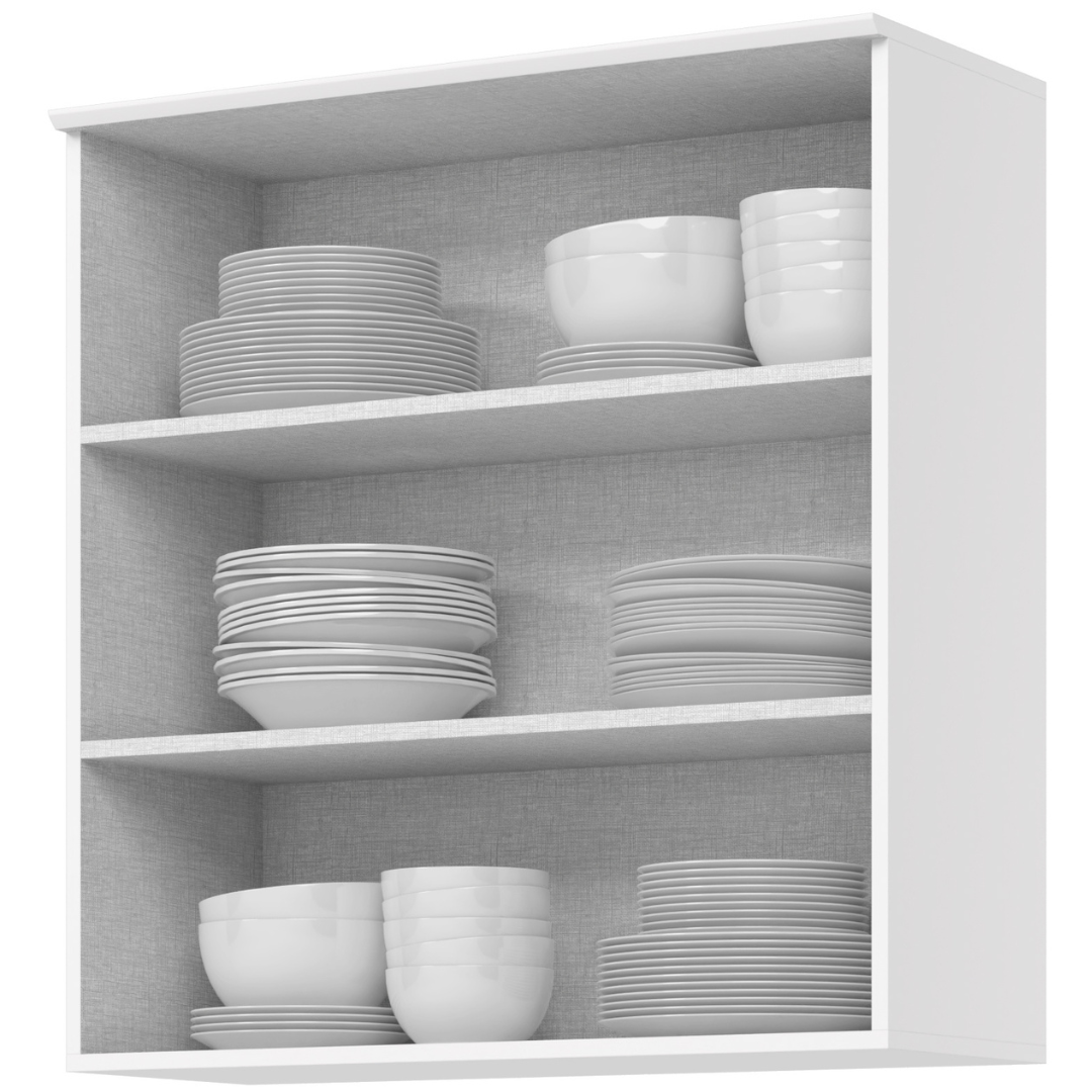 Armário Aéreo de Cozinha Americana Henn 100% MDF 2 Portas de Vidro 80cm Branco HP