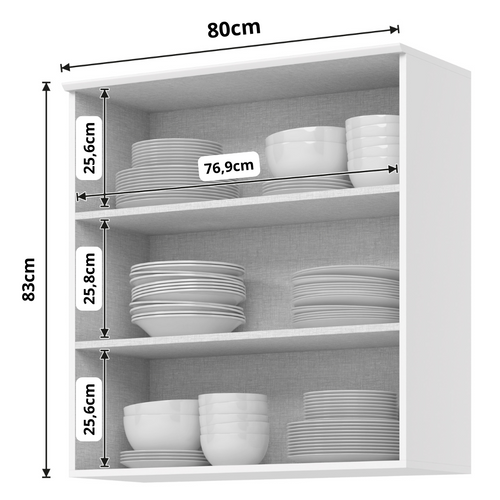 Armário Aéreo de Cozinha Americana Henn 100% MDF 2 Portas de Vidro 80cm Branco HP