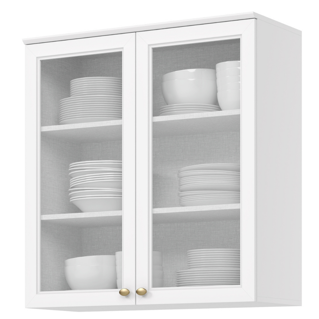 Armário Aéreo de Cozinha Americana Henn 100% MDF 2 Portas de Vidro 80cm Branco HP