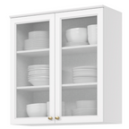 Armário Aéreo de Cozinha Americana Henn 100% MDF 2 Portas de Vidro 80cm Branco HP