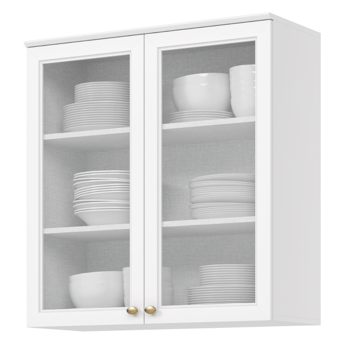 Armário Aéreo de Cozinha Americana Henn 100% MDF 2 Portas de Vidro 80cm Branco HP