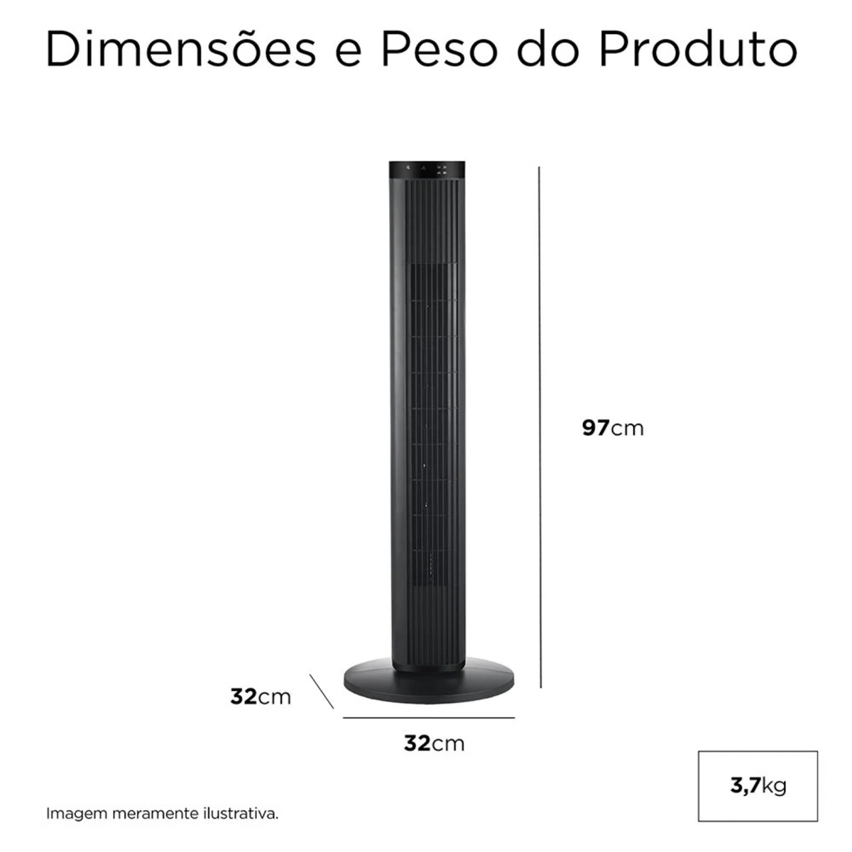 Ventilador de Torre Digital Midea VTDP1 Preto 220V