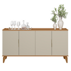 Balcão Buffet Évora Linea 160cm 4 Portas Jequitibá e Off White