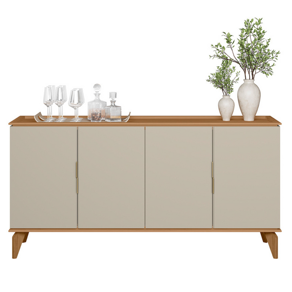 Balcão Buffet Évora Linea 160cm 4 Portas Jequitibá e Off White