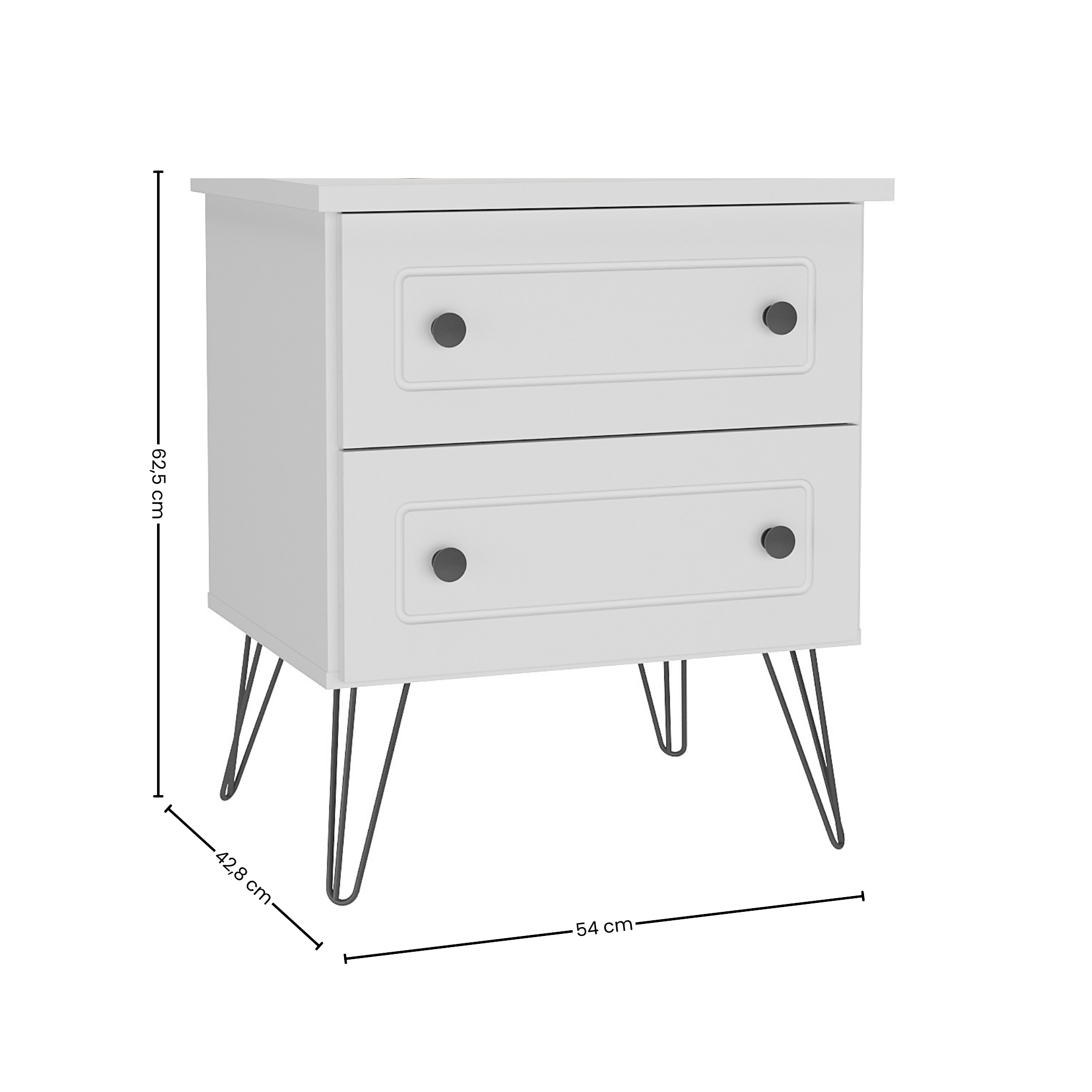 Mesa de Cabeceira Fort Mambel 100% MDF 2 Gavetas Branco