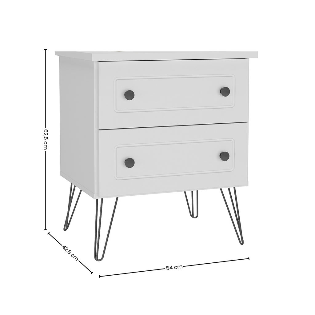 Mesa de Cabeceira Fort Mambel 100% MDF 2 Gavetas Branco