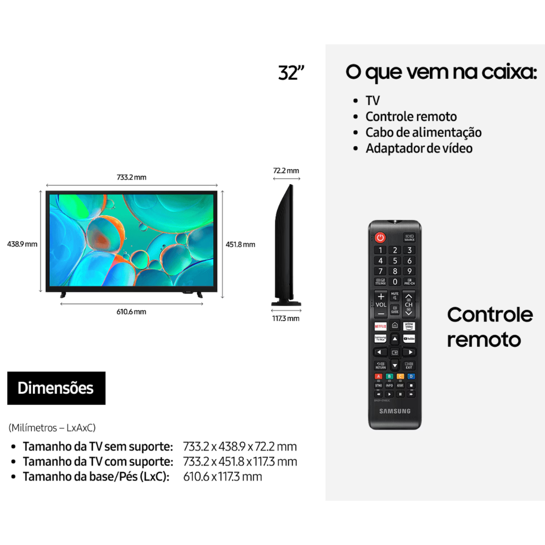 Smart TV LED 32" HD Samsung H5000F HDR Tizen Bivolt
