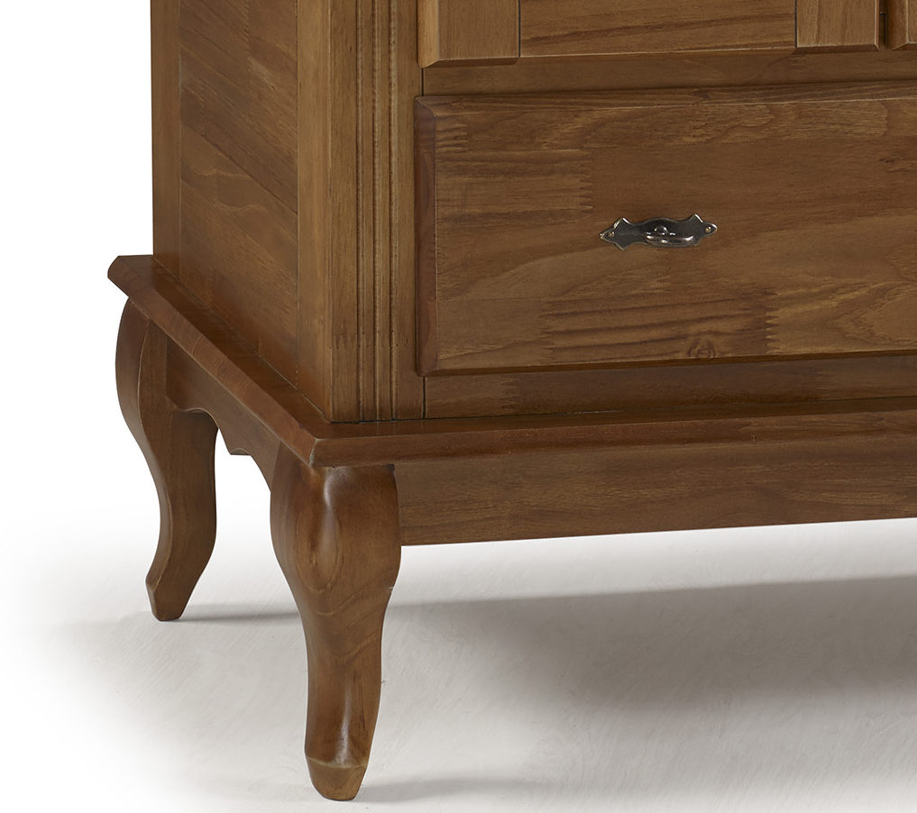 Cristaleira Baixa Rústica Linz 150x96cm 4 Portas 2 Gavetas 100% Madeira Maciça Imbuia
