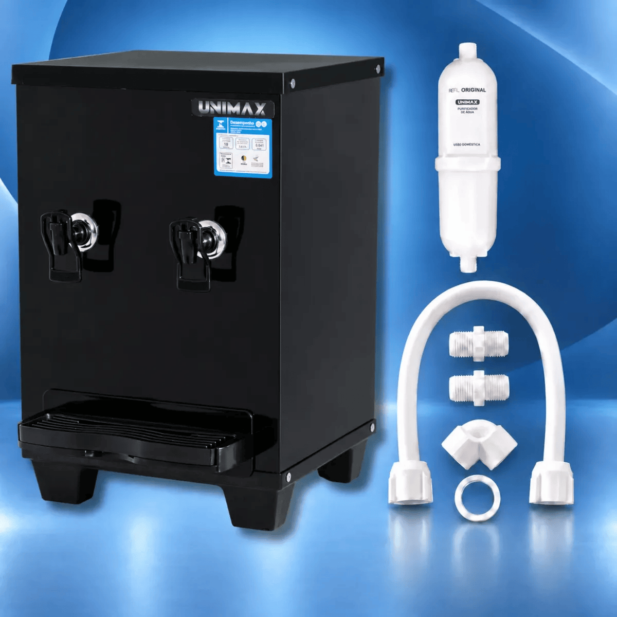 Bebedouro de Água Industrial Unimax 10L Bancada Inox Preto 220V