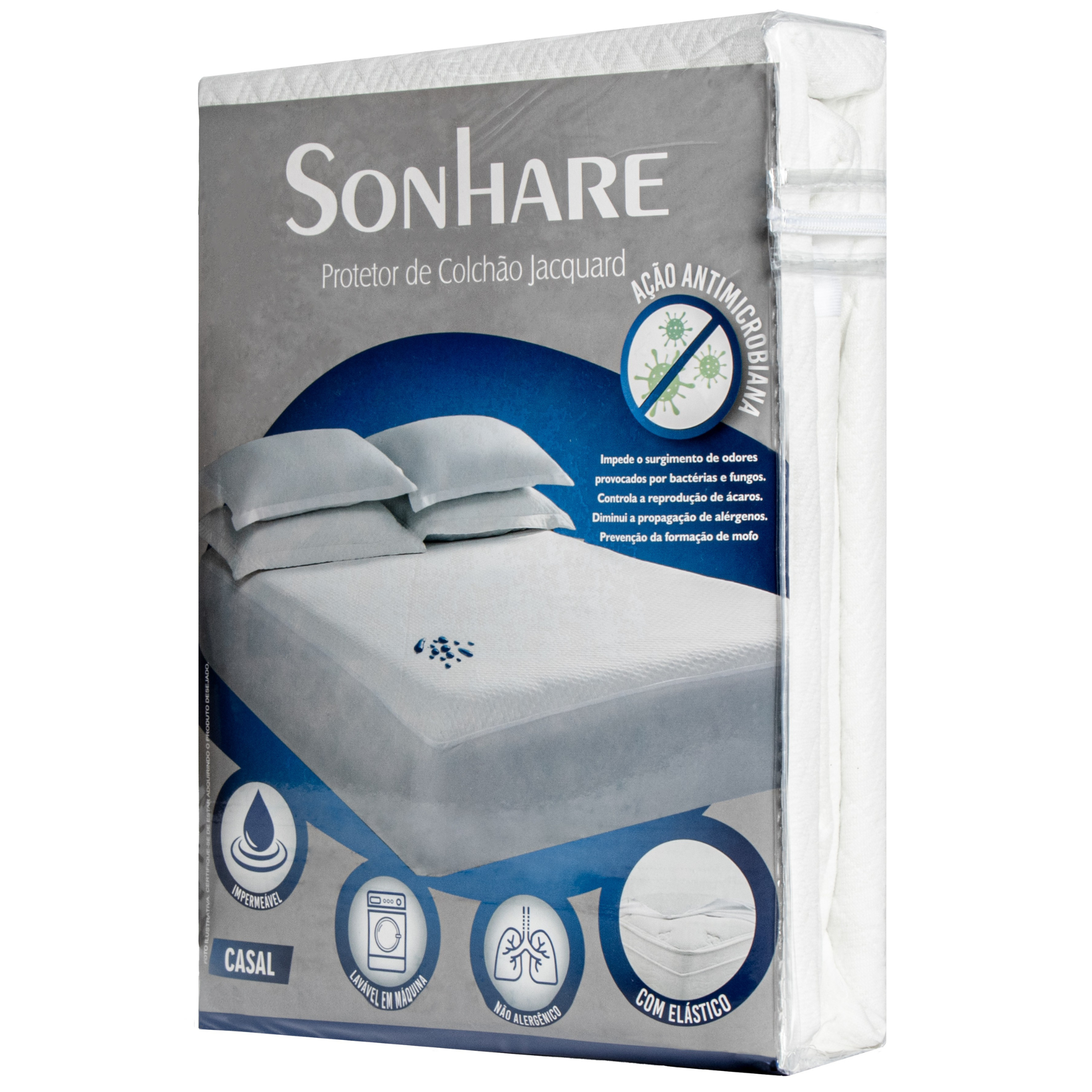 Protetor de Colchão Casal Naturalle Jacquard 140x190cm Branco