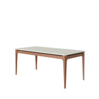 Mesa Retangular Addar Província 184x90cm Natural Tampo com Vidro Off White
