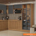 Cristaleira Vibra Kappesberg 80cm 2 Portas com LED Canela e Grafite