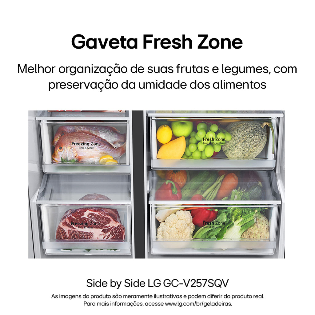 Refrigerador LG 647L Side By Side InstaView Inverter Black Inox 220V