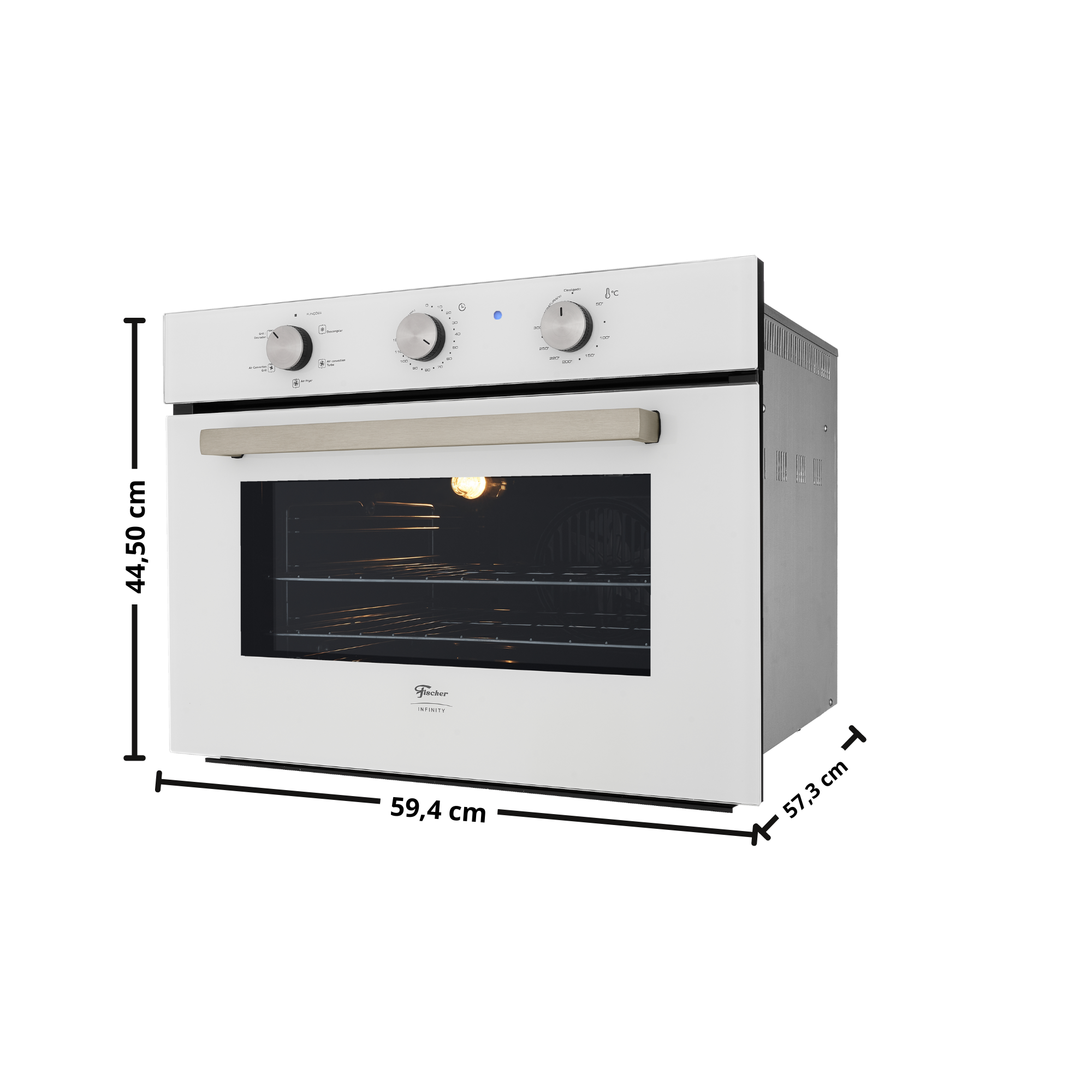 Kit Fischer de Embutir Forno Elétrico 50 Litros Infinity+Micro-ondas 25 Litros Fit Line Branco 220V
