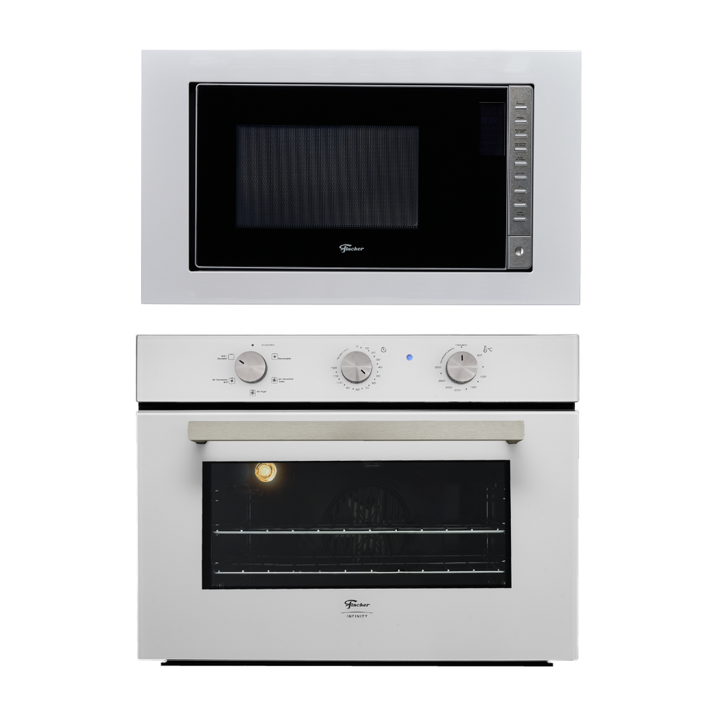 Kit Fischer de Embutir Forno Elétrico 50 Litros Infinity+Micro-ondas 25 Litros Fit Line Branco 220V