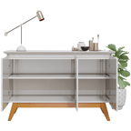 Balcão Buffet Classic Imcal 125cm 3 Portas Off White e Freijó