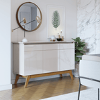 Balcão Buffet Classic Imcal 125cm 3 Portas Off White e Freijó
