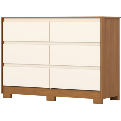 Cômoda Ravenna Henn 129cm 6 Gavetas Cinamomo e Off White