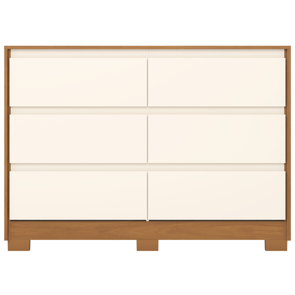 Cômoda Ravenna Henn 129cm 6 Gavetas Cinamomo e Off White
