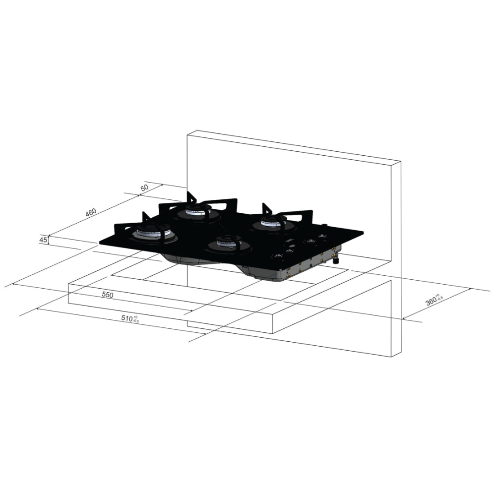 Cooktop à Gás Fischer 4 Bocas Fit Line 26342-57175 Preto Bivolt