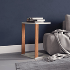 Mesa de Apoio para Sofá Dalla Costa F36 100% MDF Off White e Freijó