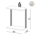 Mesa de Apoio para Sofá Dalla Costa F36 100% MDF Off White e Freijó