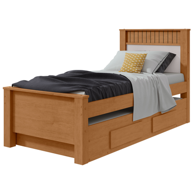 Cama Solteiro Bibox Athenas Lopas Cama Auxiliar e 2 Gavetas Amêndoa e Off White