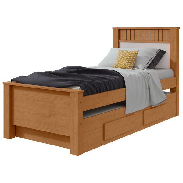 Cama Solteiro Bibox Athenas Lopas Cama Auxiliar e 2 Gavetas Amêndoa e Off White
