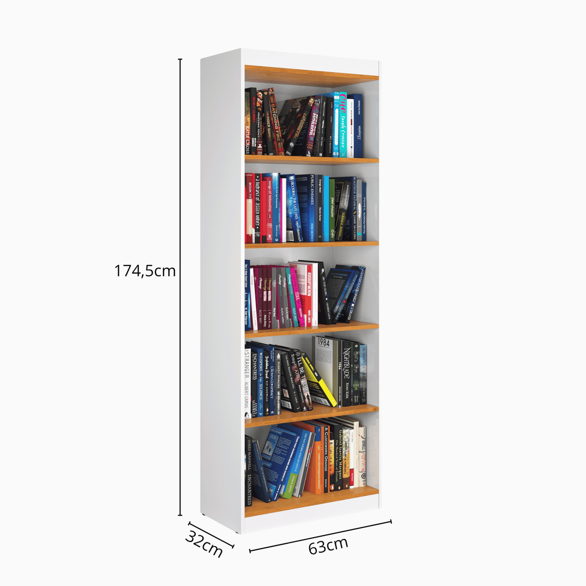 Estante Livreiro Encanto Patrimar 174,5x63cm 4 Prateleiras Off White e Cinamomo