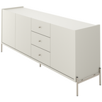 Balcão Buffet Jasper Província 184cm 3 Portas 3 Gavetas Champanhe e Off White