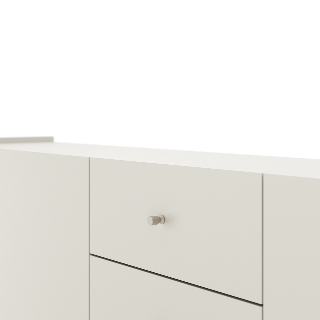 Balcão Buffet Jasper Província 184cm 3 Portas 3 Gavetas Champanhe e Off White