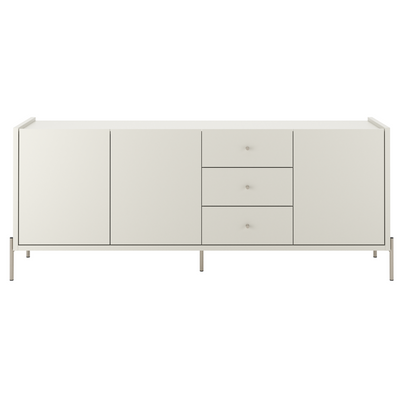 Balcão Buffet Jasper Província 184cm 3 Portas 3 Gavetas Champanhe e Off White