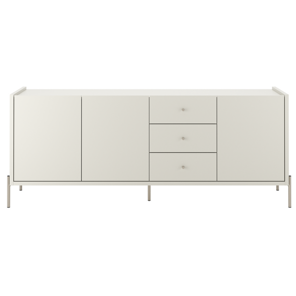 Balcão Buffet Jasper Província 184cm 3 Portas 3 Gavetas Champanhe e Off White