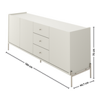 Balcão Buffet Jasper Província 184cm 3 Portas 3 Gavetas Champanhe e Off White